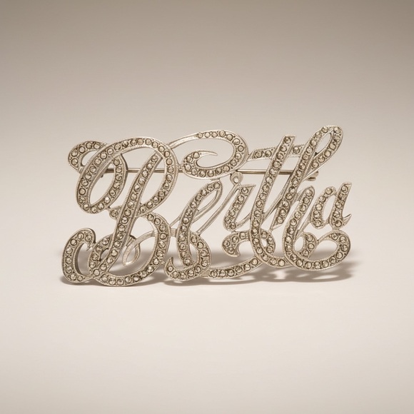 Other - Vintage Bertha Script Name Brooch Rhinestone Gold Tone Figural Pin